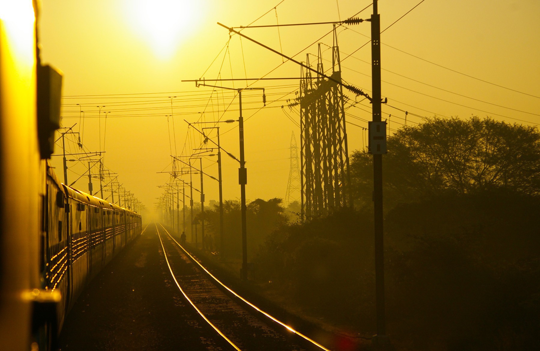 A sunrise from a train in Central India.
